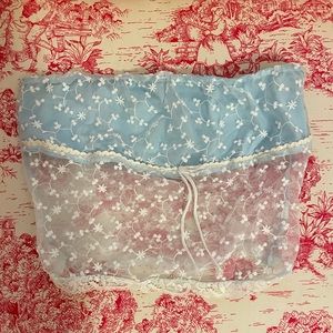 Light Blue Lace Crop Top